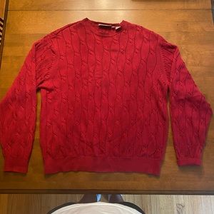 Hickey Freeman cable knit red sweater